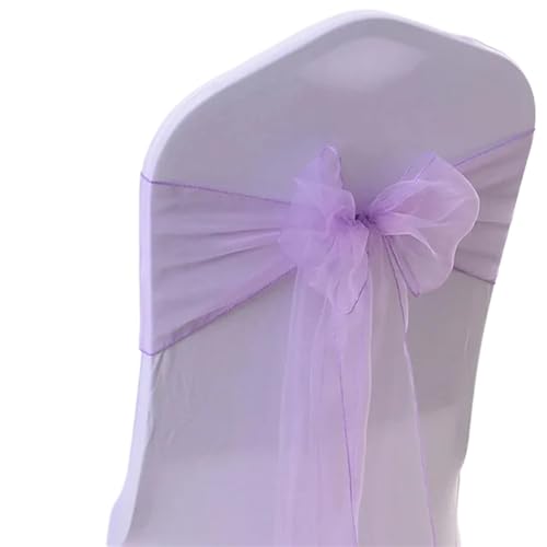 ZIUBMVDYC Stuhl Schärpen, 50 stücke Organza Knoten Bänder Stuhl Bögen for Für Hochzeit Party Bankett Event Land Hochzeit Stuhl Dekoration(Light Purple) von ZIUBMVDYC