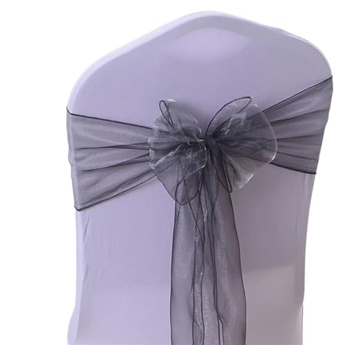 ZIUBMVDYC Stuhl Schärpen, 6 Stück Stuhlschleifen, Schärpen, Binderücken-Abdeckungen for Hochzeit, Geburtstag, Party, Empfang, Veranstaltungen, Bankette, Stühle, Dekoration(Black) von ZIUBMVDYC