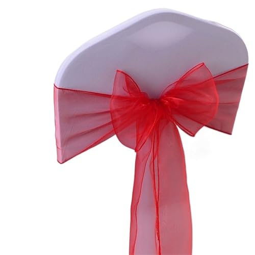 ZIUBMVDYC Stuhl Schärpen, 6 Stück Stuhlschleifen, Schärpen, Binderücken-Abdeckungen for Hochzeit, Geburtstag, Party, Empfang, Veranstaltungen, Bankette, Stühle, Dekoration(Red) von ZIUBMVDYC
