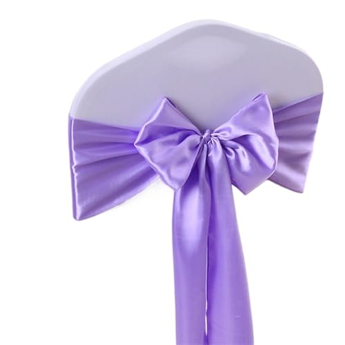ZIUBMVDYC Stuhl Schärpen, Bunte Satin-Schärpe for Hochzeitsstuhl-Schleife for Stuhlhussen, Schärpe, Geburtstagsparty, Hotel-Show-Dekoration(Light Purple) von ZIUBMVDYC