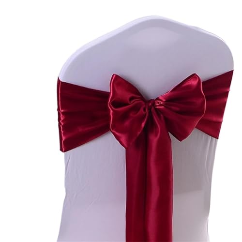 ZIUBMVDYC Stuhl Schärpen, Bunte Satin-Schärpe for Hochzeitsstuhl-Schleife for Stuhlhussen, Schärpe, Geburtstagsparty, Hotel-Show-Dekoration(Wine Red) von ZIUBMVDYC