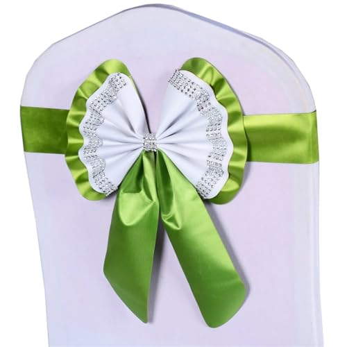 ZIUBMVDYC Stuhl Schärpen, Diamant-Krawatte, niedlicher Satin-Knoten, Abdeckung hinten, bunter Bandgürtel, Schleife for Hotel, Bankett, Hochzeit, Party, Events, Dekoration(Grass Green) von ZIUBMVDYC