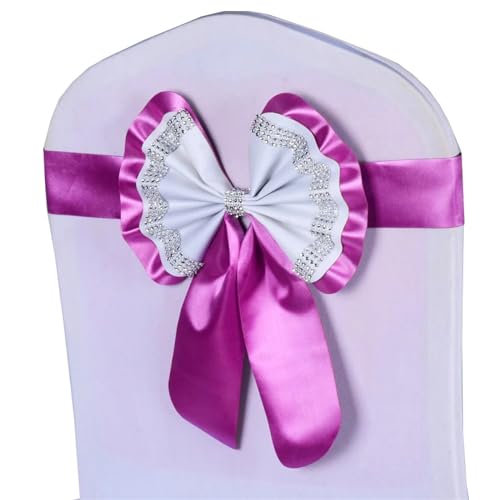 ZIUBMVDYC Stuhl Schärpen, Diamant-Krawatte, niedlicher Satin-Knoten, Abdeckung hinten, bunter Bandgürtel, Schleife for Hotel, Bankett, Hochzeit, Party, Events, Dekoration(Violet) von ZIUBMVDYC