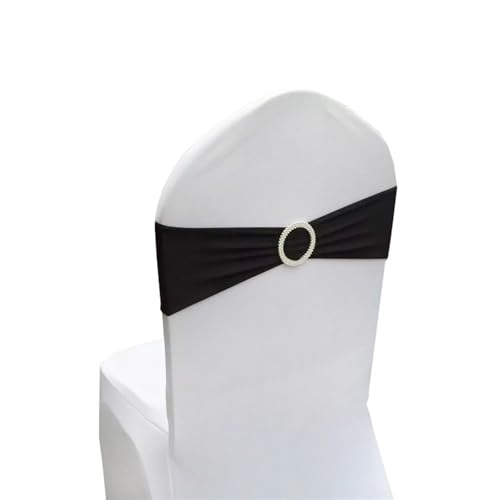 ZIUBMVDYC Stuhl Schärpen, Einfache Krawatte Spandex Knoten Abdeckung Zurück Elastische Band Readymade Gürtel Bogen for Hotel Bankett Hochzeit Party Event Dekoration(Black) von ZIUBMVDYC