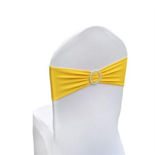 ZIUBMVDYC Stuhl Schärpen, Einfache Krawatte Spandex Knoten Abdeckung Zurück Elastische Band Readymade Gürtel Bogen for Hotel Bankett Hochzeit Party Event Dekoration(Bright Yellow) von ZIUBMVDYC