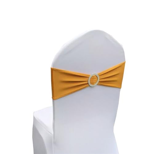 ZIUBMVDYC Stuhl Schärpen, Einfache Krawatte Spandex Knoten Abdeckung Zurück Elastische Band Readymade Gürtel Bogen for Hotel Bankett Hochzeit Party Event Dekoration(Gold) von ZIUBMVDYC