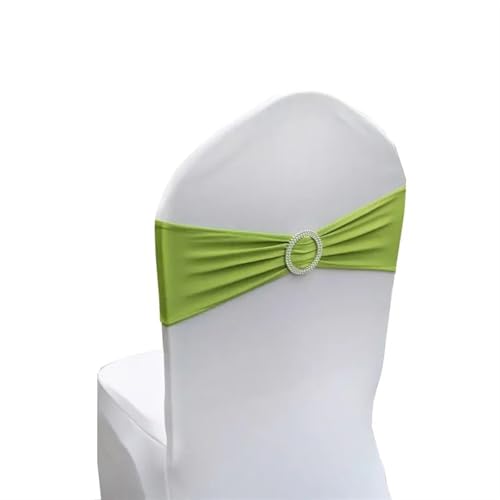 ZIUBMVDYC Stuhl Schärpen, Einfache Krawatte Spandex Knoten Abdeckung Zurück Elastische Band Readymade Gürtel Bogen for Hotel Bankett Hochzeit Party Event Dekoration(Grass Green) von ZIUBMVDYC