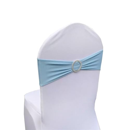 ZIUBMVDYC Stuhl Schärpen, Einfache Krawatte Spandex Knoten Abdeckung Zurück Elastische Band Readymade Gürtel Bogen for Hotel Bankett Hochzeit Party Event Dekoration(Light Blue) von ZIUBMVDYC