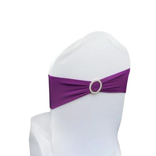 ZIUBMVDYC Stuhl Schärpen, Einfache Krawatte Spandex Knoten Abdeckung Zurück Elastische Band Readymade Gürtel Bogen for Hotel Bankett Hochzeit Party Event Dekoration(Purple) von ZIUBMVDYC