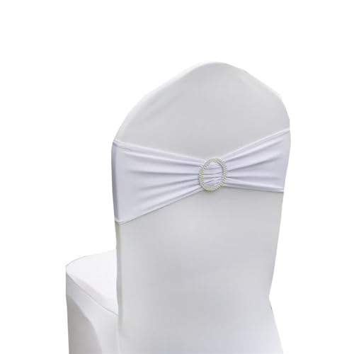 ZIUBMVDYC Stuhl Schärpen, Einfache Krawatte Spandex Knoten Abdeckung Zurück Elastische Band Readymade Gürtel Bogen for Hotel Bankett Hochzeit Party Event Dekoration(White) von ZIUBMVDYC