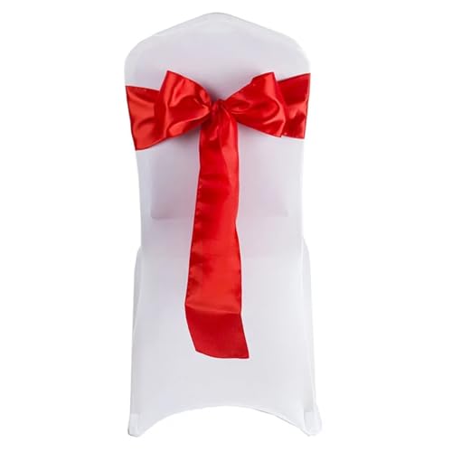 ZIUBMVDYC Stuhl Schärpen, Fleckband DIY Schmetterling Bogen Knoten Gürtel Krawatten for Hotel Hochzeit Veranstaltungen Bankett Geburtstag Party Dekoration(Red) von ZIUBMVDYC