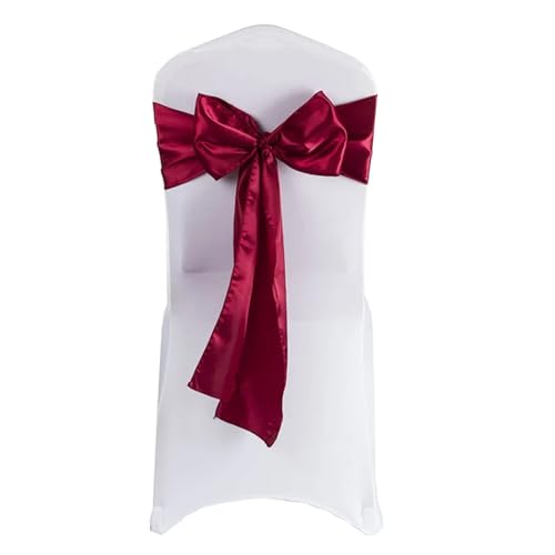ZIUBMVDYC Stuhl Schärpen, Fleckband DIY Schmetterling Bogen Knoten Gürtel Krawatten for Hotel Hochzeit Veranstaltungen Bankett Geburtstag Party Dekoration(Wine Red) von ZIUBMVDYC