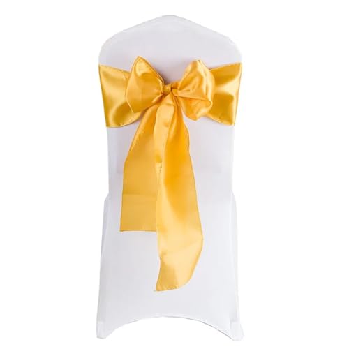 ZIUBMVDYC Stuhl Schärpen, Fleckband DIY Schmetterling Bogen Knoten Gürtel Krawatten for Hotel Hochzeit Veranstaltungen Bankett Geburtstag Party Dekoration(Yellow) von ZIUBMVDYC