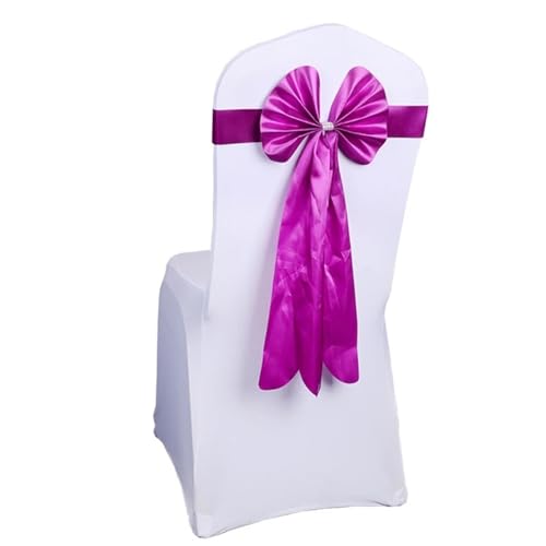 ZIUBMVDYC Stuhl Schärpen, Hochzeit Stuhl Schärpe Band Fliege for Strass Schnalle Band Party Decorat(Fuchsia) von ZIUBMVDYC