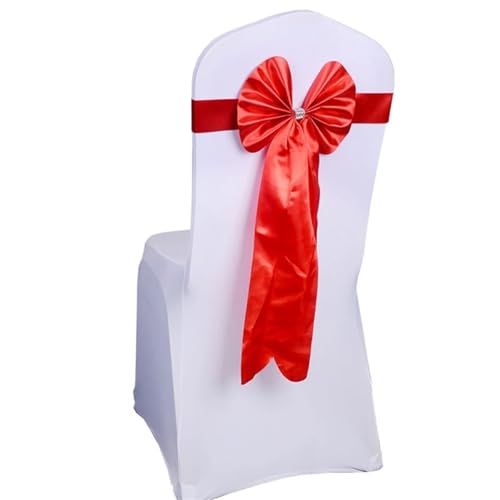 ZIUBMVDYC Stuhl Schärpen, Hochzeit Stuhl Schärpe Band Fliege for Strass Schnalle Band Party Decorat(Red) von ZIUBMVDYC
