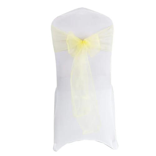 ZIUBMVDYC Stuhl Schärpen, Hochzeitsdekoration Organza Organdy Fliege Knoten for Geburtstagsfeier Weihnachten Halloween Events Hotelbedarf(Bright Yellow) von ZIUBMVDYC