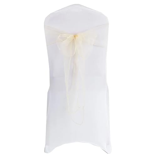 ZIUBMVDYC Stuhl Schärpen, Hochzeitsdekoration Organza Organdy Fliege Knoten for Geburtstagsfeier Weihnachten Halloween Events Hotelbedarf(Champagne) von ZIUBMVDYC
