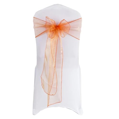 ZIUBMVDYC Stuhl Schärpen, Hochzeitsdekoration Organza Organdy Fliege Knoten for Geburtstagsfeier Weihnachten Halloween Events Hotelbedarf(Orange) von ZIUBMVDYC