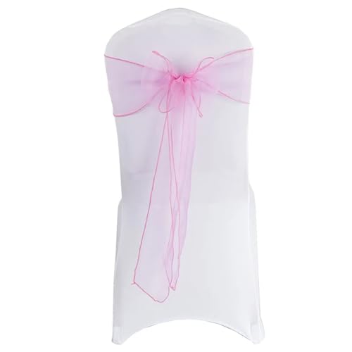 ZIUBMVDYC Stuhl Schärpen, Hochzeitsdekoration Organza Organdy Fliege Knoten for Geburtstagsfeier Weihnachten Halloween Events Hotelbedarf(Pink) von ZIUBMVDYC