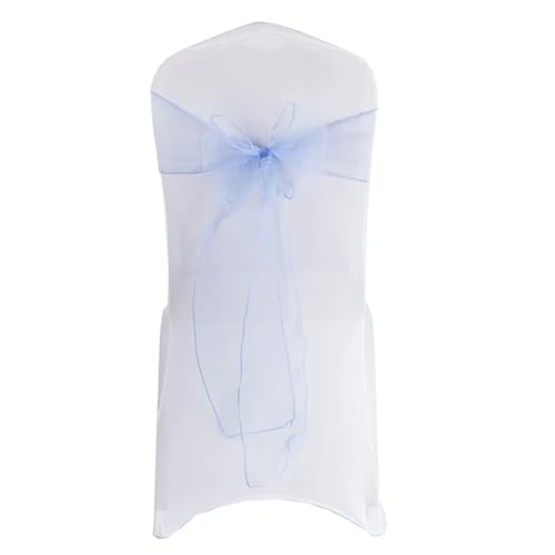ZIUBMVDYC Stuhl Schärpen, Hochzeitsdekoration Organza Organdy Fliege Knoten for Geburtstagsfeier Weihnachten Halloween Events Hotelbedarf(Sky Blue) von ZIUBMVDYC