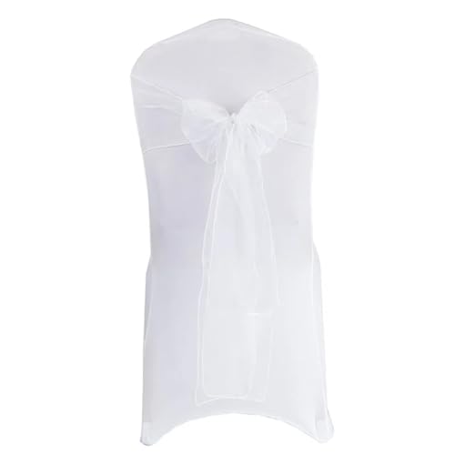 ZIUBMVDYC Stuhl Schärpen, Hochzeitsdekoration Organza Organdy Fliege Knoten for Geburtstagsfeier Weihnachten Halloween Events Hotelbedarf(White) von ZIUBMVDYC