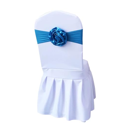 ZIUBMVDYC Stuhl Schärpen, Krawatte Gaze Knoten Abdeckung Blume Zurück Elastische Band Grenadine Gürtel Bogen for Bankett Hochzeit Party-Event Esszimmer Dekoration(Blue) von ZIUBMVDYC