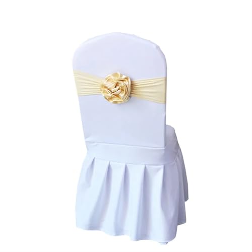 ZIUBMVDYC Stuhl Schärpen, Krawatte Gaze Knoten Abdeckung Blume Zurück Elastische Band Grenadine Gürtel Bogen for Bankett Hochzeit Party-Event Esszimmer Dekoration(Champagne Gold) von ZIUBMVDYC