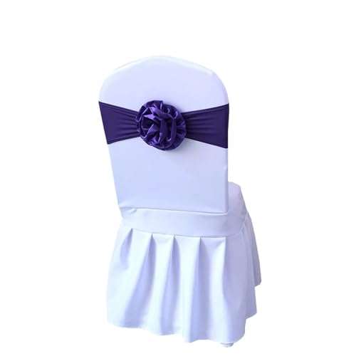 ZIUBMVDYC Stuhl Schärpen, Krawatte Gaze Knoten Abdeckung Blume Zurück Elastische Band Grenadine Gürtel Bogen for Bankett Hochzeit Party-Event Esszimmer Dekoration(Deep Purple) von ZIUBMVDYC