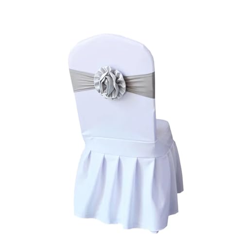 ZIUBMVDYC Stuhl Schärpen, Krawatte Gaze Knoten Abdeckung Blume Zurück Elastische Band Grenadine Gürtel Bogen for Bankett Hochzeit Party-Event Esszimmer Dekoration(Grey) von ZIUBMVDYC