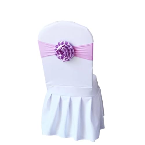 ZIUBMVDYC Stuhl Schärpen, Krawatte Gaze Knoten Abdeckung Blume Zurück Elastische Band Grenadine Gürtel Bogen for Bankett Hochzeit Party-Event Esszimmer Dekoration(Light Purple) von ZIUBMVDYC