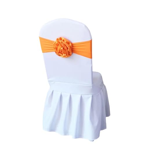 ZIUBMVDYC Stuhl Schärpen, Krawatte Gaze Knoten Abdeckung Blume Zurück Elastische Band Grenadine Gürtel Bogen for Bankett Hochzeit Party-Event Esszimmer Dekoration(Orange) von ZIUBMVDYC