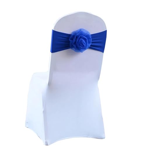 ZIUBMVDYC Stuhl Schärpen, Krawatte Gaze Knoten Abdeckung Zurück Blume Elastische Band Grenadine Gürtel Bogen for Bankett Hochzeit Party-Event Esszimmer Dekoration(Blue) von ZIUBMVDYC