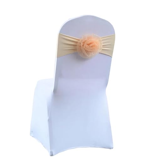 ZIUBMVDYC Stuhl Schärpen, Krawatte Gaze Knoten Abdeckung Zurück Blume Elastische Band Grenadine Gürtel Bogen for Bankett Hochzeit Party-Event Esszimmer Dekoration(Champagne Gold) von ZIUBMVDYC