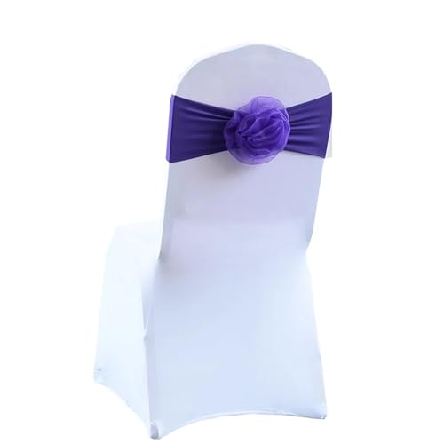 ZIUBMVDYC Stuhl Schärpen, Krawatte Gaze Knoten Abdeckung Zurück Blume Elastische Band Grenadine Gürtel Bogen for Bankett Hochzeit Party-Event Esszimmer Dekoration(Deep Purple) von ZIUBMVDYC