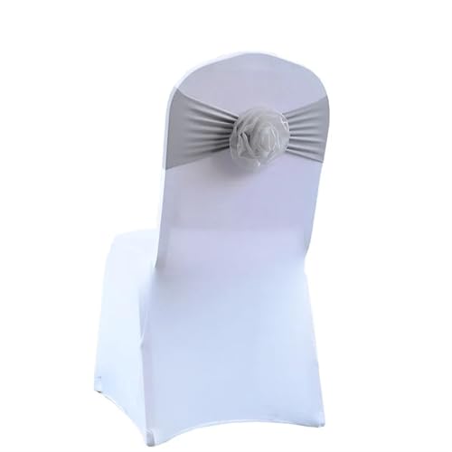 ZIUBMVDYC Stuhl Schärpen, Krawatte Gaze Knoten Abdeckung Zurück Blume Elastische Band Grenadine Gürtel Bogen for Bankett Hochzeit Party-Event Esszimmer Dekoration(Grey) von ZIUBMVDYC