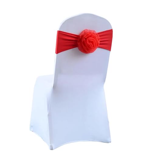 ZIUBMVDYC Stuhl Schärpen, Krawatte Gaze Knoten Abdeckung Zurück Blume Elastische Band Grenadine Gürtel Bogen for Bankett Hochzeit Party-Event Esszimmer Dekoration(Red) von ZIUBMVDYC