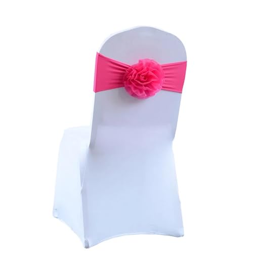 ZIUBMVDYC Stuhl Schärpen, Krawatte Gaze Knoten Abdeckung Zurück Blume Elastische Band Grenadine Gürtel Bogen for Bankett Hochzeit Party-Event Esszimmer Dekoration(Rose Red) von ZIUBMVDYC