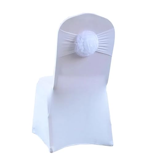 ZIUBMVDYC Stuhl Schärpen, Krawatte Gaze Knoten Abdeckung Zurück Blume Elastische Band Grenadine Gürtel Bogen for Bankett Hochzeit Party-Event Esszimmer Dekoration(White) von ZIUBMVDYC