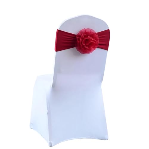 ZIUBMVDYC Stuhl Schärpen, Krawatte Gaze Knoten Abdeckung Zurück Blume Elastische Band Grenadine Gürtel Bogen for Bankett Hochzeit Party-Event Esszimmer Dekoration(Wine Red) von ZIUBMVDYC
