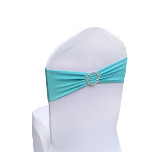 ZIUBMVDYC Stuhl Schärpen, Moderne Stretch Spandex Bogen Bänder Knoten Mit Schnalle for Hotel Hochzeit Party Bankett Business Meeting Dekorationen(Blue02) von ZIUBMVDYC