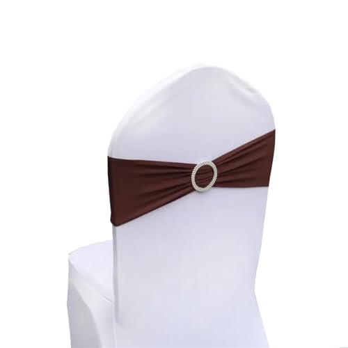 ZIUBMVDYC Stuhl Schärpen, Moderne Stretch Spandex Bogen Bänder Knoten Mit Schnalle for Hotel Hochzeit Party Bankett Business Meeting Dekorationen(Coffee) von ZIUBMVDYC