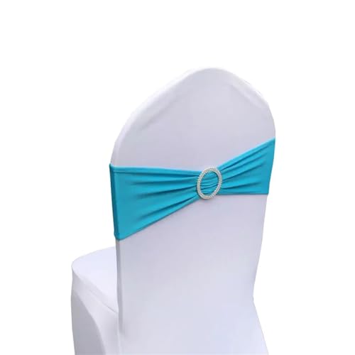 ZIUBMVDYC Stuhl Schärpen, Moderne Stretch Spandex Bogen Bänder Knoten Mit Schnalle for Hotel Hochzeit Party Bankett Business Meeting Dekorationen(Lake Blue) von ZIUBMVDYC