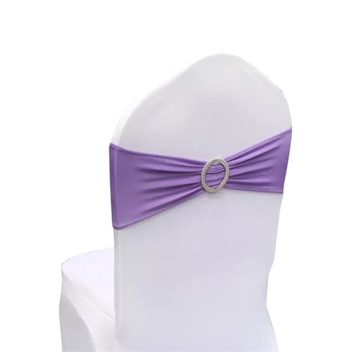 ZIUBMVDYC Stuhl Schärpen, Moderne Stretch Spandex Bogen Bänder Knoten Mit Schnalle for Hotel Hochzeit Party Bankett Business Meeting Dekorationen(Light Purple) von ZIUBMVDYC
