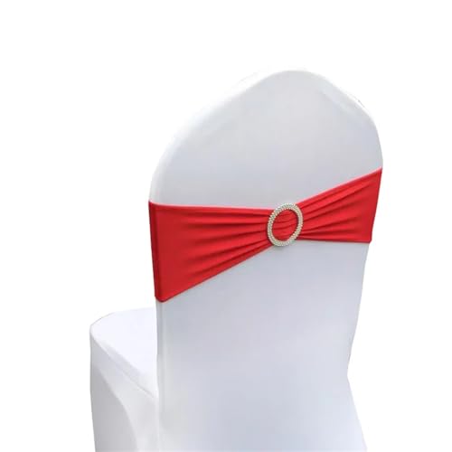 ZIUBMVDYC Stuhl Schärpen, Moderne Stretch Spandex Bogen Bänder Knoten Mit Schnalle for Hotel Hochzeit Party Bankett Business Meeting Dekorationen(Red) von ZIUBMVDYC