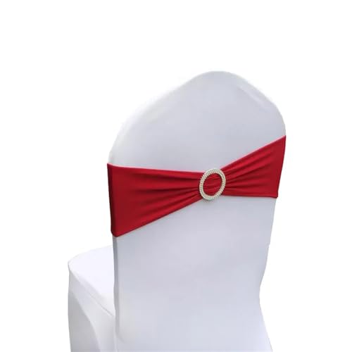 ZIUBMVDYC Stuhl Schärpen, Moderne Stretch Spandex Bogen Bänder Knoten Mit Schnalle for Hotel Hochzeit Party Bankett Business Meeting Dekorationen(Wine Red) von ZIUBMVDYC