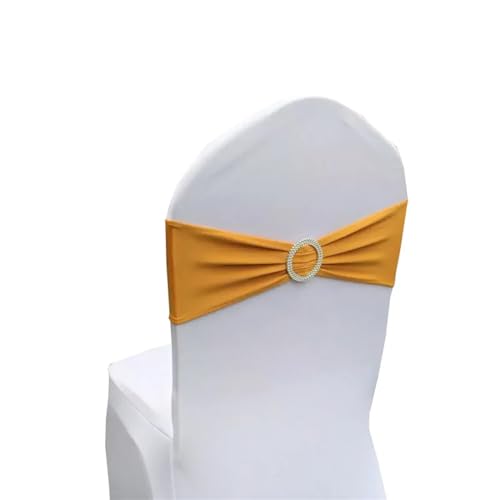 ZIUBMVDYC Stuhl Schärpen, Moderne Stretch Spandex Bogen Bänder Knoten Mit Schnalle for Hotel Hochzeit Party Bankett Business Meeting Dekorationen(Yellow) von ZIUBMVDYC