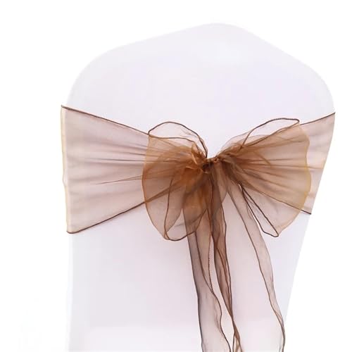 ZIUBMVDYC Stuhl Schärpen, Organza Fliege Band Knoten 18x275cm Stuhl Abdeckung Tüll for Hochzeit Bankett Weihnachten Event Party Dekoration(Chocolate) von ZIUBMVDYC