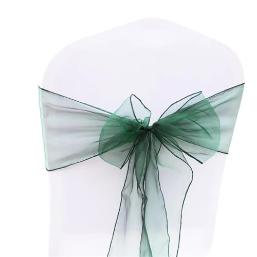 ZIUBMVDYC Stuhl Schärpen, Organza Fliege Band Knoten 18x275cm Stuhl Abdeckung Tüll for Hochzeit Bankett Weihnachten Event Party Dekoration(Dark Green) von ZIUBMVDYC