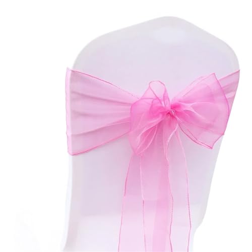 ZIUBMVDYC Stuhl Schärpen, Organza Fliege Band Knoten 18x275cm Stuhl Abdeckung Tüll for Hochzeit Bankett Weihnachten Event Party Dekoration(Fuchsia) von ZIUBMVDYC