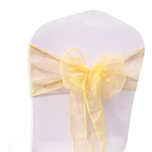 ZIUBMVDYC Stuhl Schärpen, Organza Fliege Band Knoten 18x275cm Stuhl Abdeckung Tüll for Hochzeit Bankett Weihnachten Event Party Dekoration(Gold) von ZIUBMVDYC